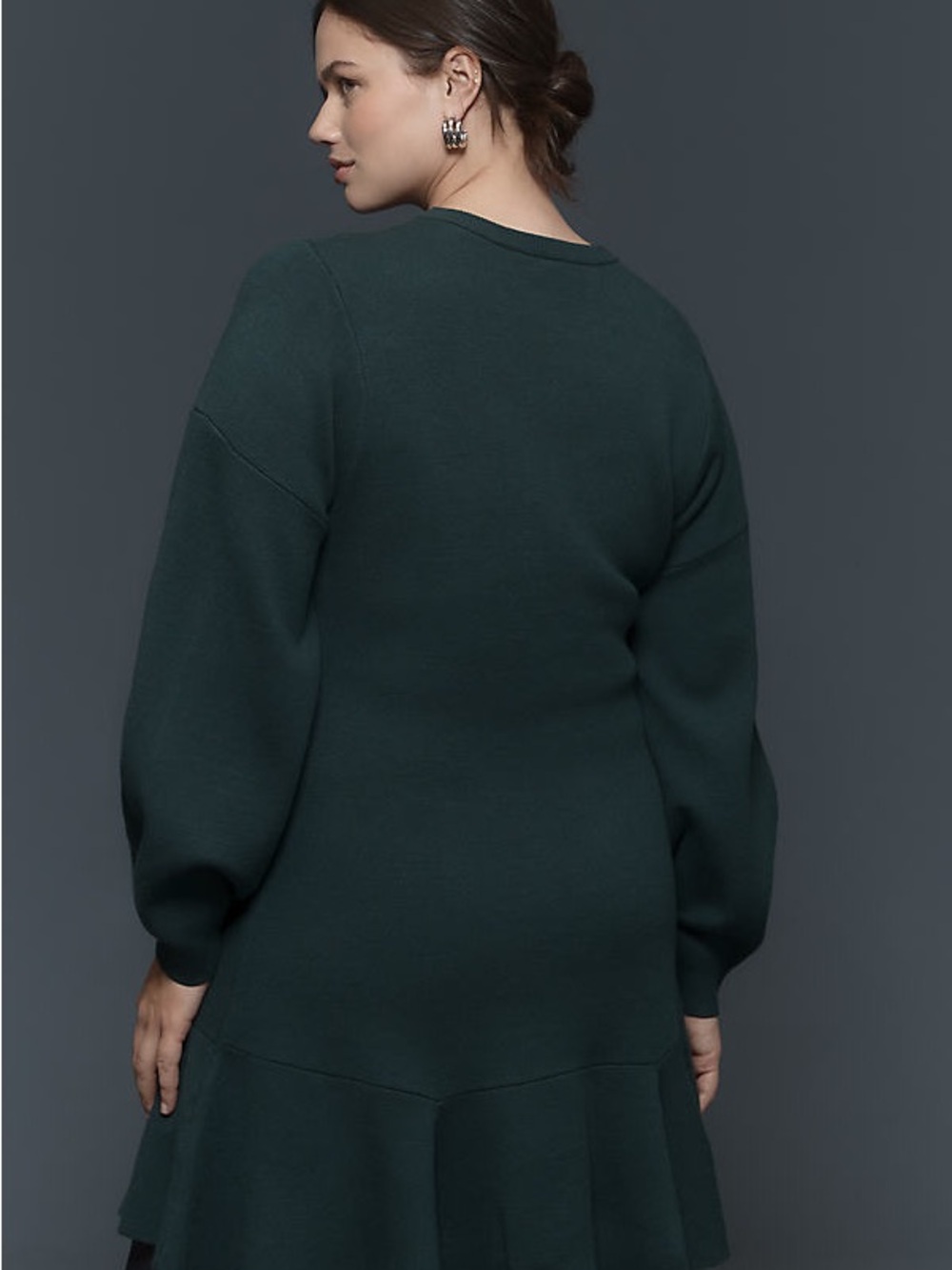 Anthropologie 3/4 Sleeve Ruffled Sweater Knit Dress - Picture 3 of 14